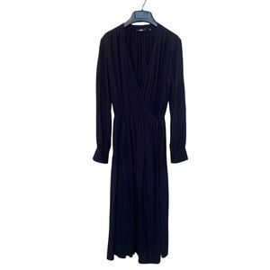 Uniqlo Navy Wrap Dress Long Sleeves Tie Waist